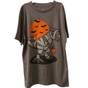 THEREABOUTS BOYS GRAY HALLOWEEN DINOSAUR SHORT SLEEVE TEE-SHIRT SIZE LARGE 14/16